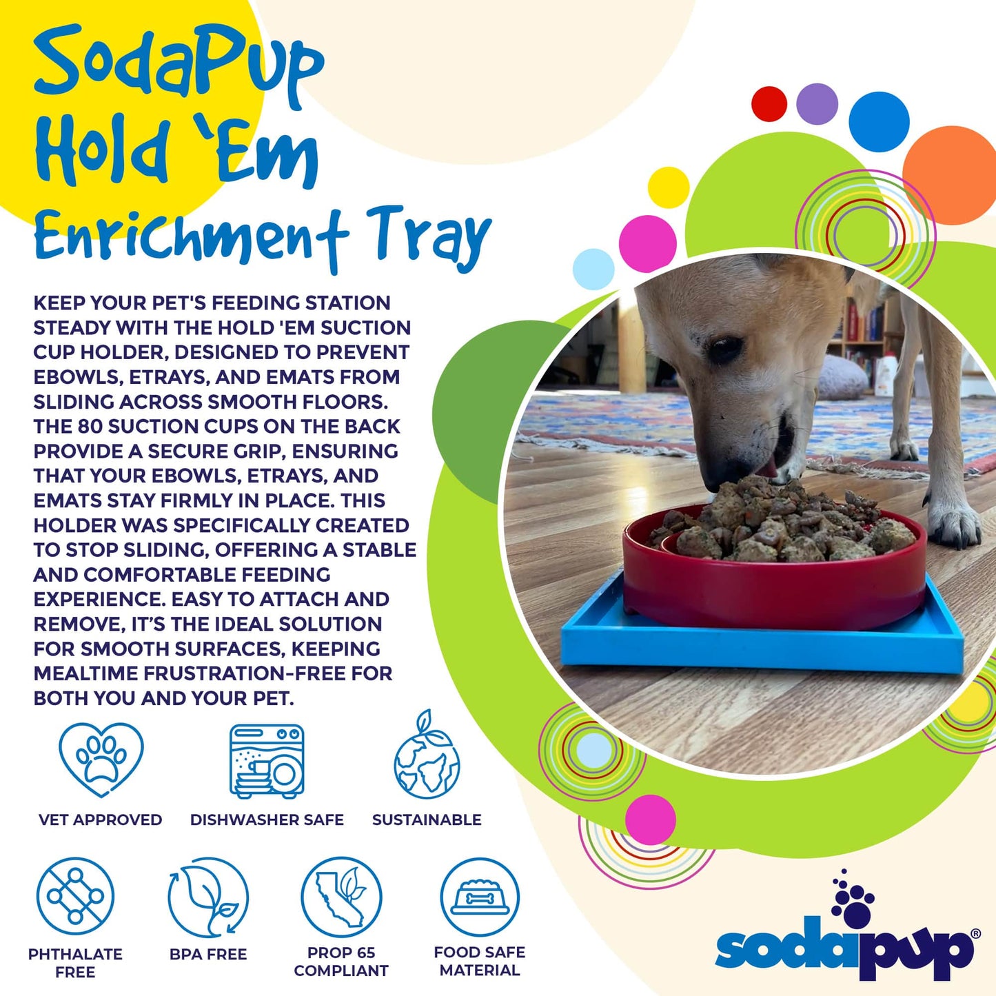 Hold 'em Suction Cup Holder for Dog Bowls & Lick Mats | USA Made