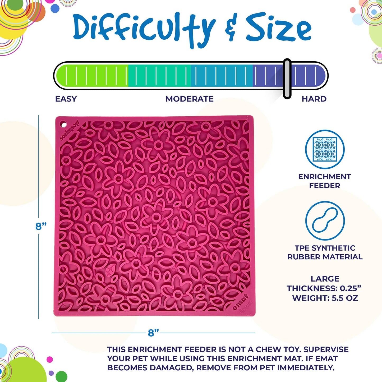 Flower Power emat - Enrichment Lick Mat for Dogs and Cats | Flower Design | USA Made