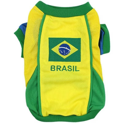 Parisian Pet 'Team Brazil' Dog & Cat Shirt – Embroidered Soccer Jersey